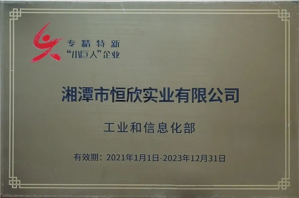 我司獲工信部授牌國家專精特新“小巨人”企業(yè)